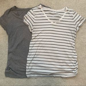 Short sleeved maternity V neck shirts. Size L